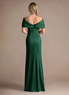 Azazie Auberdeen vestidos de madre de la novia Vestido de Verde Oscuro de Satén Elástico de Sirena con Plisado image3