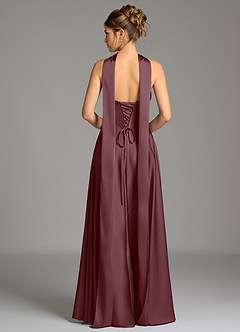 Azazie Ayla Bridesmaid Dresses Sangria A-Line Corset Stretch Satin Dress image7