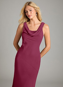 Azazie Rylina Bridesmaid Dresses Mulberry Mermaid Pleated Chiffon Dress image3