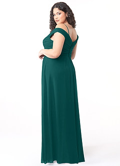 Azazie Audrianna Bridesmaid Dresses Peacock A-Line Off-The-Shoulder Gathered Chiffon Convertible Dress image10