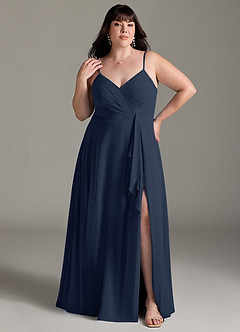 Azazie Akita Bridesmaid Dresses Dark Navy A-Line Chiffon Dress image5