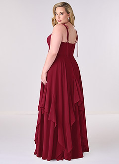 Barbie ♥ Azazie Bridesmaid Dresses Burgundy A-Line Bow Chiffon Dress image7