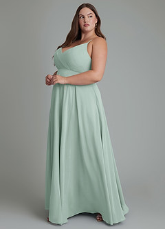 Azazie Amani Bridesmaid Dresses Agave A-Line Pleated Chiffon Dress image11