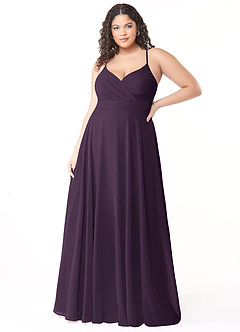 Azazie Avelina Bridesmaid Dresses Plum A-Line V-Neck Pleated Chiffon Dress image6