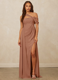 Christian Siriano Bridal for Azazie 1014 Bridesmaid Dresses Bronzer A-Line Off the Shoulder Chiffon Dress image4