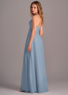 Azazie Joni Bridesmaid Dresses Dusty Blue A-Line Strapless Chiffon Convertible Dress image3
