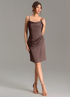 Azazie Adrienne Bridesmaid Dresses Ganache Mermaid Corset Stretch Satin Convertible Dress image6