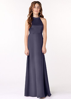 Azazie Laurel Junior Stormy A-Line Stretch Satin Dress image1