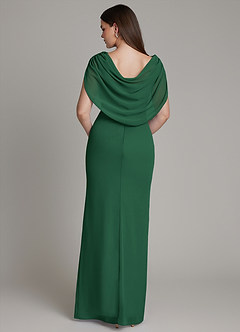 Azazie Hadley Robes de demoiselle d'honneur Robe Sirène en Mousseline de soie Plissée Vert Foncé image1