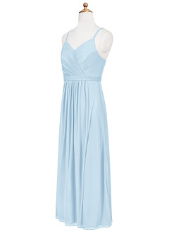 Azazie Luxy Junior Sky Blue Pleated Mesh Dress image8