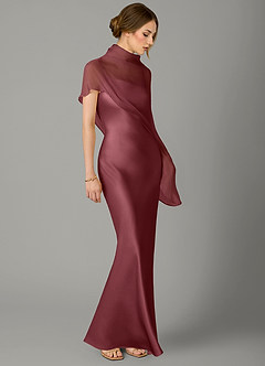 Azazie Jaleesa Bridesmaid Dresses Desert Rose A-Line High Neck Stretch Satin Dress image3