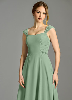 Azazie Oasis Bridesmaid Dresses Matcha A-Line with Pockets Chiffon Dress image3