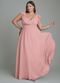 Azazie Leilani Bridesmaid Dresses Dusty Rose A-Line Pleated Chiffon Dress image8