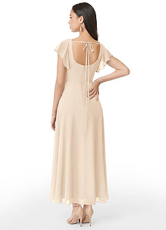 Azazie Bondi Brautjungfernkleider A-Linie Gestreift Chiffon Kleid Alabaster Weiß image5