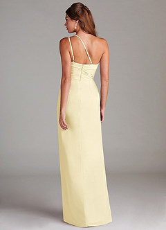 Azazie Eren Vestidos de damas de honor Vestido de Sorbete De Limón de Gasa de Corte Recto con Hombro unilateral image7