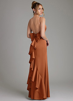 Azazie Zherra 신부 들러리 드레스 인어 절하다 스트레치 새틴 바닥 길이 드레스 image1