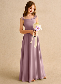 Azazie Puppy Girls Formal Blumenmädchenkleider A-Linie Plissee Chiffon Kleid Altrosa image1