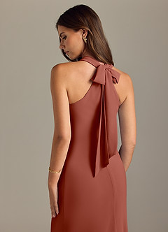 Azazie Doretta Bridesmaid Dresses Auburn Mermaid Pleated Chiffon Dress image2