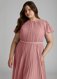 Azazie Kara Robes de demoiselle d'honneur modestes Robe Trapèze Plissée Longueur ras du sol Mousseline de soie image15