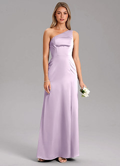 Azazie Feby Jurken voor bruidsmeisjes Jurk van Stretch Satijn met A-Lijn One-Shoulder Frosted Lila image7