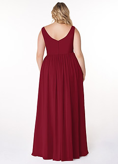 Azazie Keyla Bridesmaid Dresses Burgundy A-Line V-Neck Pleated Chiffon Dress image7