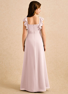 Azazie Soso Girls Formal Flower Girl Dresses Blushing Pink A-Line Pleated Chiffon Dress image2