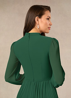 Azazie Adellah Mother of the Bride Dresses Dark Green A-Line Pleated Chiffon Dress image4
