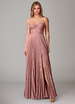 Azazie Akiko Bridesmaid Dresses Dusty Rose A-Line Sweetheart Neckline Floral Burnout Dress image1