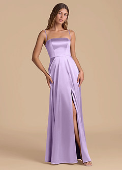 Azazie Wren 신부 들러리 드레스 A라인 스트랩리스 메탈릭 새틴 바닥 길이 드레스 image5