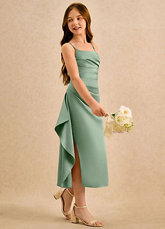 Azazie Canna Girls Formal Flower Girl Klänningar Klä A-Line i Stretch Satin Plisserad image1