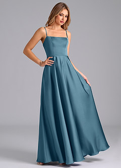 Azazie Elita Abiti da Damigella Abito A-Line in Raso Elasticizzato Plissettato Bermuda image3