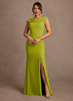 Azazie Irvine Mother of the Bride Dresses Lemongrass A-Line Pleated Chiffon Dress image2