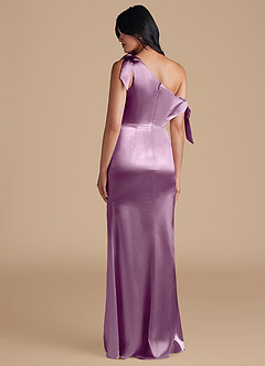 Azazie Xyla Bridesmaid Dresses Wisteria Sheath Off the Shoulder Metallic Satin Convertible Dress image5