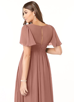 Azazie Verna Maternity Bridesmaid Dresses A-Line V-Neck Ruched Chiffon Floor-Length Dress image6