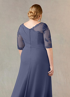 Azazie Dionysus Mother of the Bride Dresses A-Line Boatneck Lace Chiffon Floor-Length Dress image6