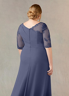 Azazie Dionysus Final Sale Stormy A-Line Boatneck Lace Chiffon Dress image11