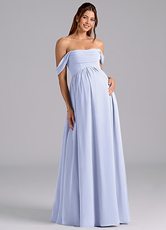 Azazie Saige Maternity Bridesmaid Dresses A-Line Pleated Chiffon Floor-Length Dress image3