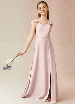 Azazie Everett Junior Blushing Pink A-Line Chiffon Dress image2