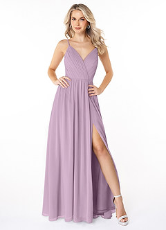 Azazie Gracie Brautjungfernkleider A-Linie Plissee Chiffon Kleid Blauregen image1
