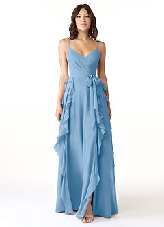 Azazie Peyton Suknie dla druhen Linia A Marszczony Szyfon Do ziemi Sukienka image5