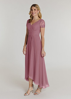 Azazie Thais Abiti per la Madre della Sposa Abito A-Line in Chiffon Pizzo Vintage Malva image3