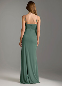 Azazie Maci Bridesmaid Dresses Eucalyptus Sheath Pleated Mesh Dress image2