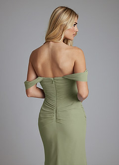 Azazie Luiza Bridesmaid Dresses Pistachio Mermaid Off the Shoulder Chiffon Dress image3