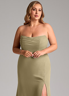 Azazie Saige Jurken voor bruidsmeisjes Converteerbaar Jurk van Chiffon met A-Lijn Off the Shoulder Mosgroen image11
