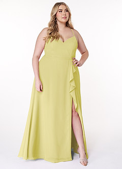 Azazie Naeem Bridesmaid Dresses Lemon Sorbet A-Line V-Neck Ruffle Chiffon Dress image9
