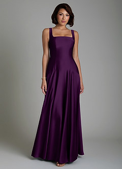 Azazie Reina Robes de demoiselle d'honneur Robe Trapèze en Satin extensible Plissé Grain De Raisin image1