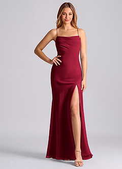 Azazie Grata Bridesmaid Dresses Burgundy Mermaid Pleated Chiffon Dress image6