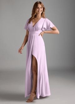 Azazie Zaniah Bridesmaid Dresses Frosted Lilac A-Line Chiffon Dress image5
