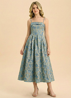 Azazie Florentine Junior Formal Klä av A-Line i Jacquard Taft Plisserad image1