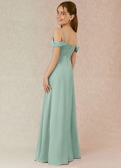 Azazie Kaitlynn Junior Agave A-Line Off the Shoulder Chiffon Dress image5